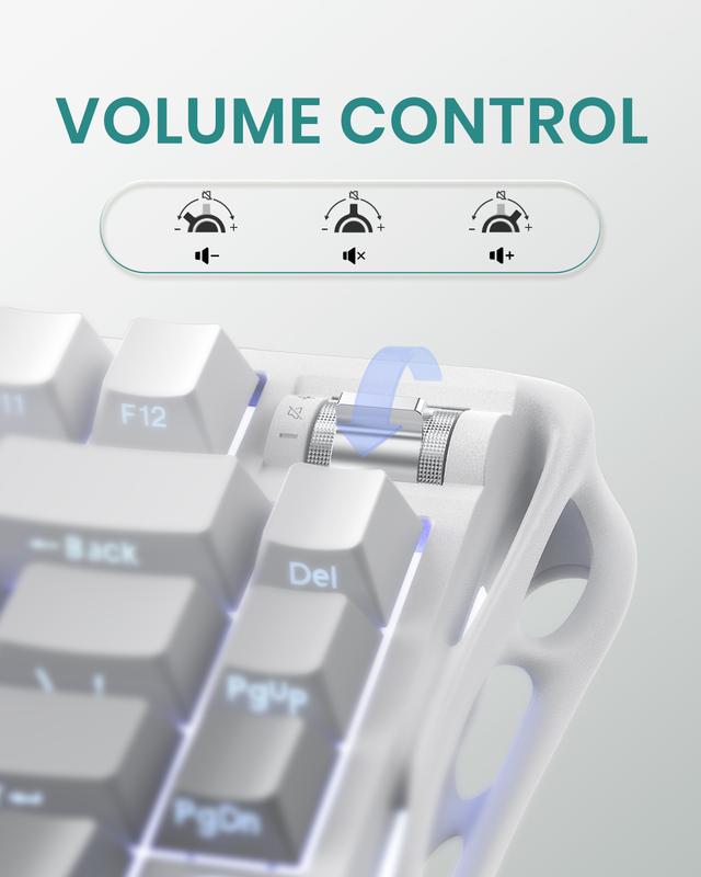 GravaStar Mercury K1 - Gradient White 75%  Wireless Mechanical Gaming Keyboard - Aluminum Alloy Exoskeleton, Gasket - Mounted, Hot - Swap Sockets, Linear Switches