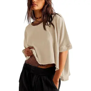 ARTFREE Womens Oversized T-Shirts Cropped Summer Casual Short Sleeve Loose Fit Tee Tops