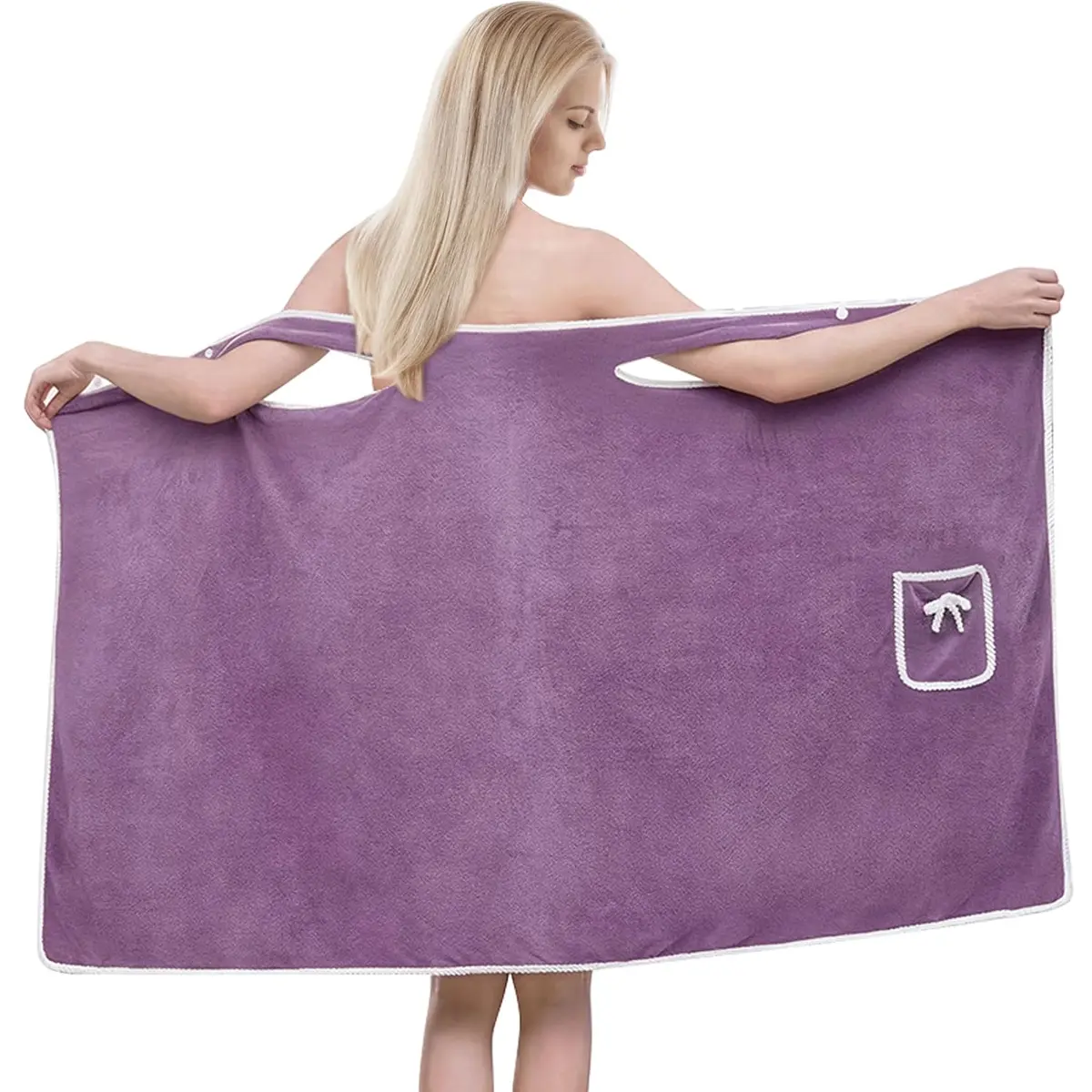 Women's Coral Fleece Bathrobe, 1 Count Soft Absorbent Bath Skirt, Ladies Wearable Bath Towel, Bathrobe for Beach Spa Sauna Shower