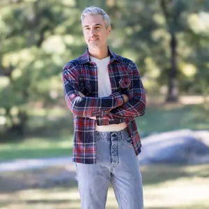 Adaptive Blue and Red Plaid Flannel Shirt with Magnetic Closures