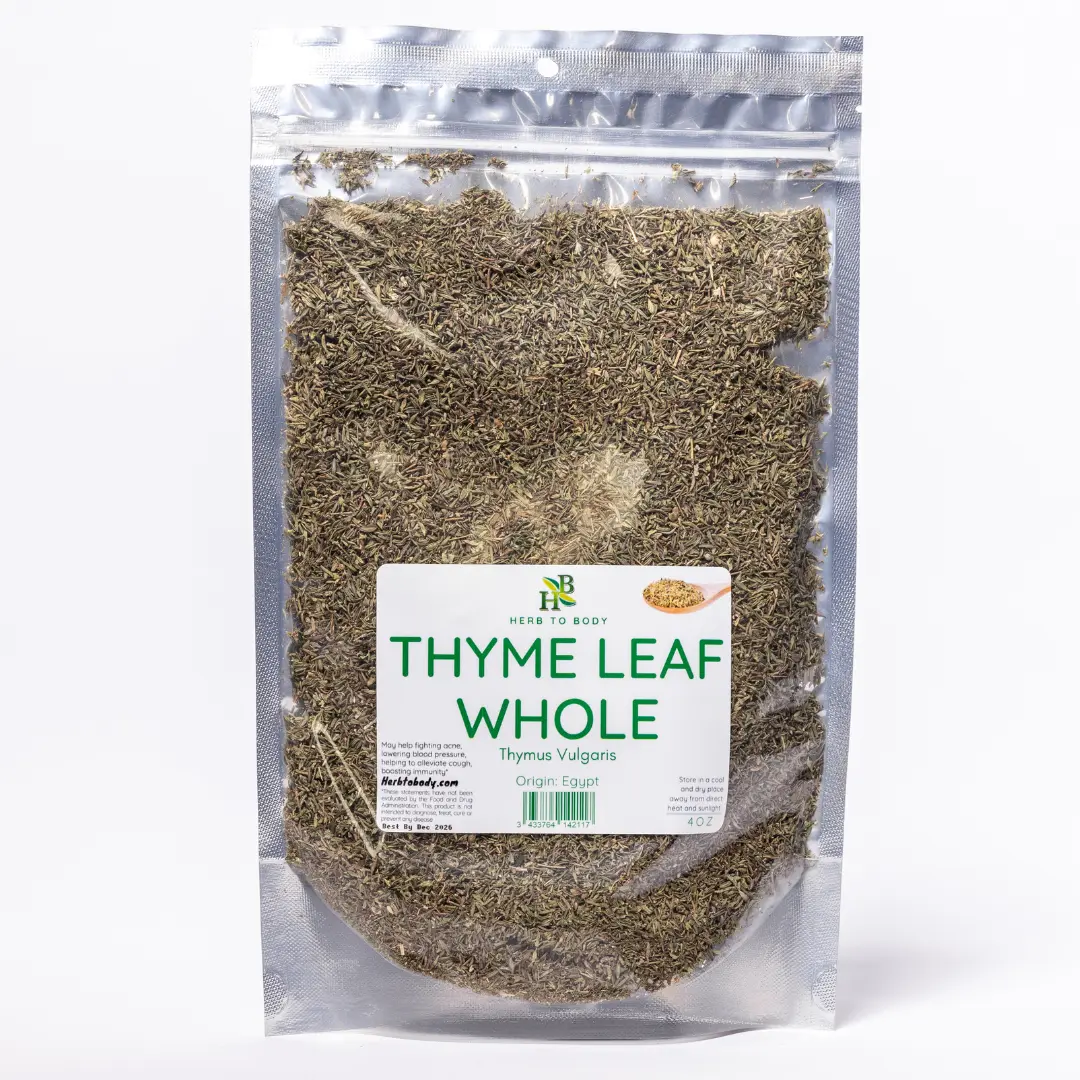 Herb To Body Thyme Leaf Whole | Thymus Vulgaris | Wildcrafted | 4oz Flavor Spice Flavor Spice