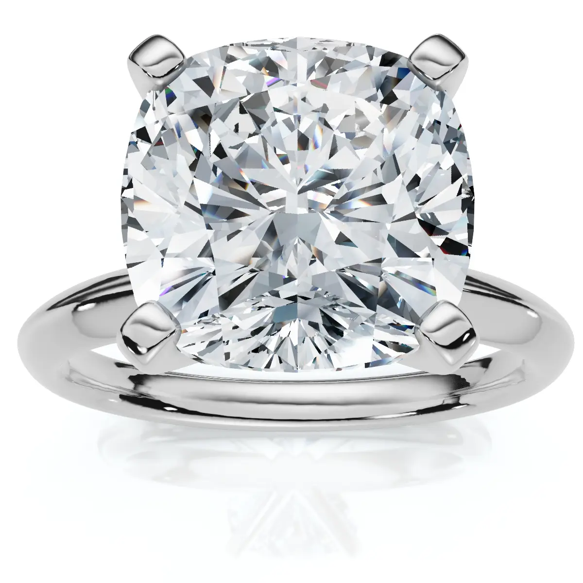 3.30Ct Cushion Moissanite Solitaire Engagement Ring 14k White Gold