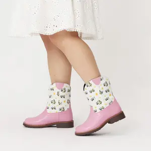 Toddler Girls Cowboy Boots - Cowgirl Western Boot for Kids Mid Calf Riding Shoes Soft Toe Footwear Round Toe Design Easy Comfortable Wear Ideal Gift