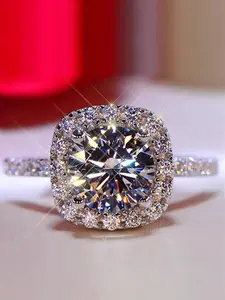 Elegant Rhinestone Decorated Ring, Exquisite Trendy Ring, Fashionable Jewelry for Women & Men As Gift, Solitaire Ring