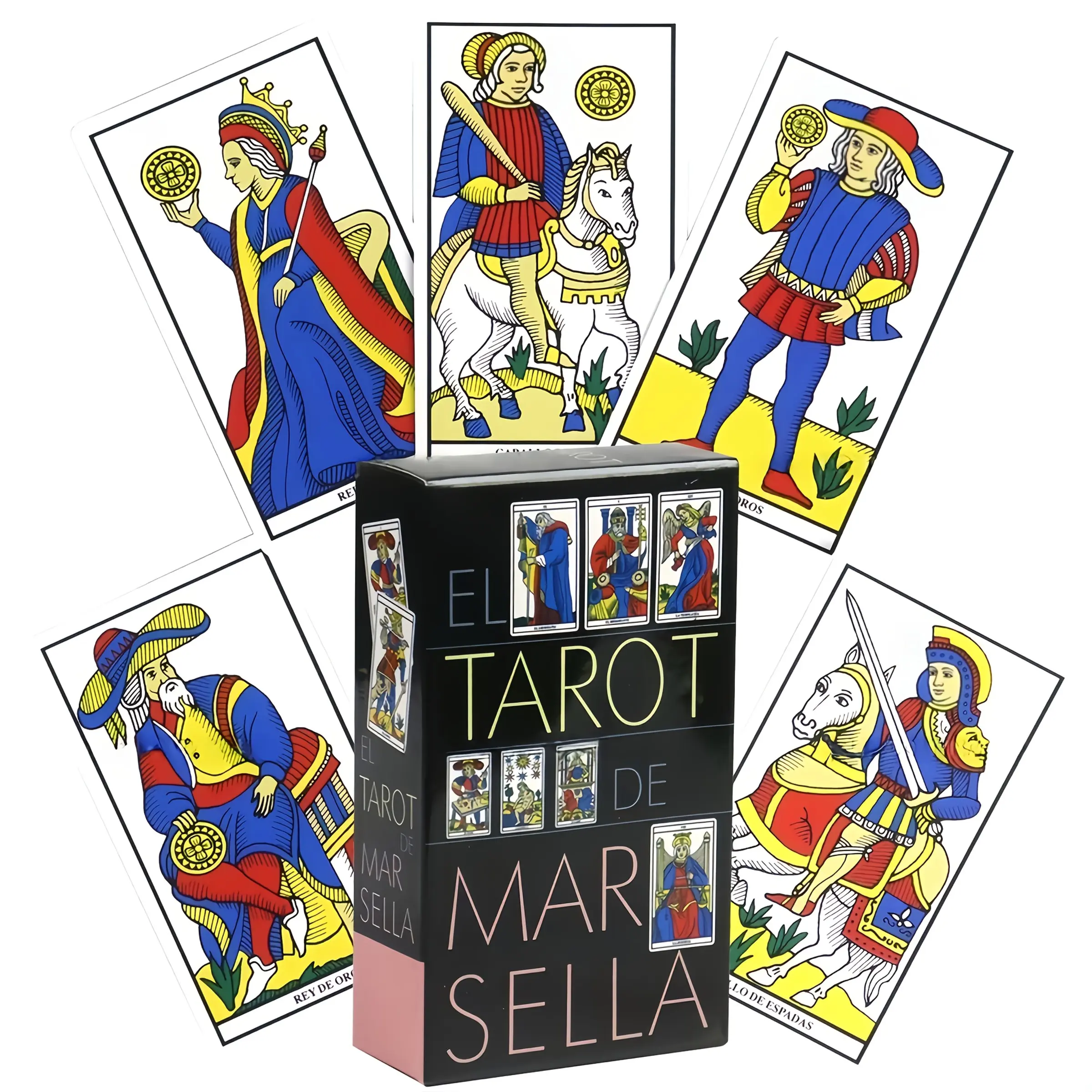 Marseille Tarot Deck, Spanish Edition, 78 Cards, Fortune Telling, Psychic Journey, Ideal Gift for Beginners and Professionals, Halloween, Christmas, Thanksgiving