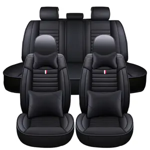 5-Seats Full Set Car Seat Covers,Luxury Waterproof Nappa Leather Cushion Protectors,40/60 Split Front and Rear Bench Seat,Full Surround Car Interior Cushions,Universal Fit for Cars Sedans SUV