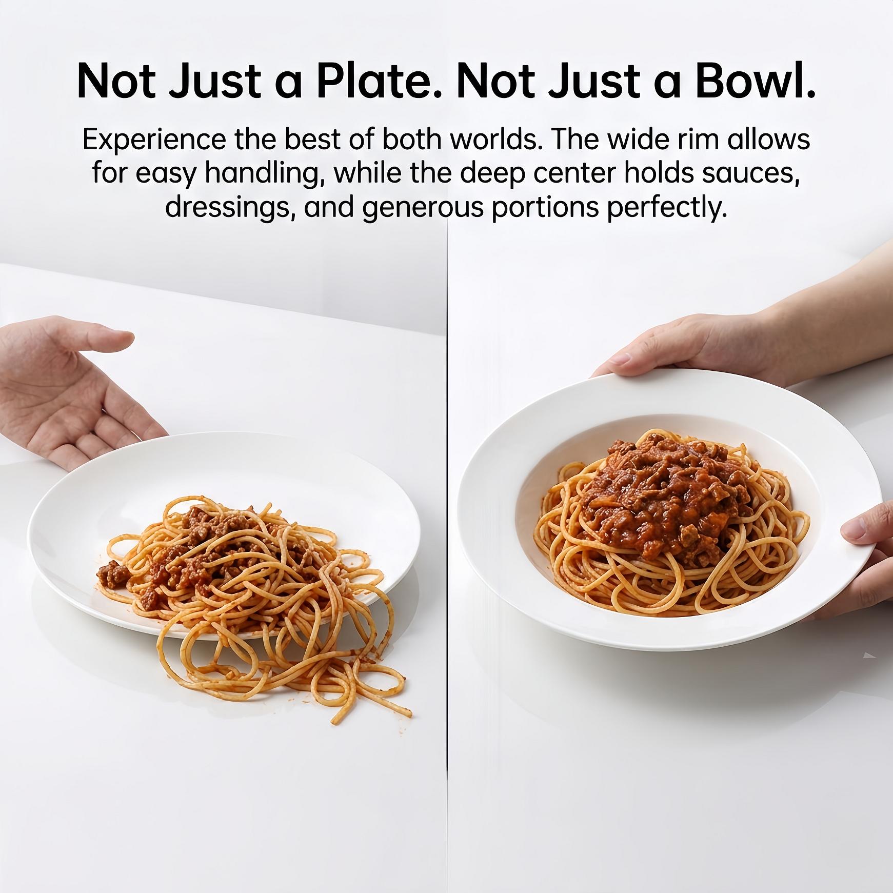 9.5 Inch Pure White Ceramic Dinner Plates, 6-Piece Set, Modern Porcelain Dinnerware Set, Scratch-Resistant White Tableware, Kitchen & Dining Utensils, Microwave & Dishwasher Safe