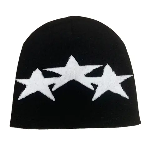 Autumn Winter Y2K Star Knit Hat, Fashionable Warm Cold Cap, Street Hip Hop Style, Suitable for Outdoor Sports, Street Parties, Daily Wear, Cozy Beanie, Hat Beanie, Knitted Beanie Hat