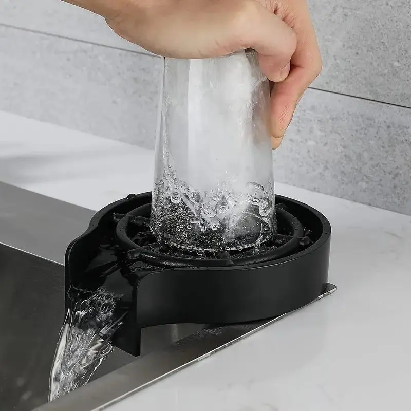 Kitchen Sink Glass Cleaning Machine, Portable Press Type Automatic Cup Cleaning Machine, High Pressure Glass Cleaning Device, Coffee Shop Home Kitchen Fixture Accessories, Efficiency, Durability, Practicality, ABS Material