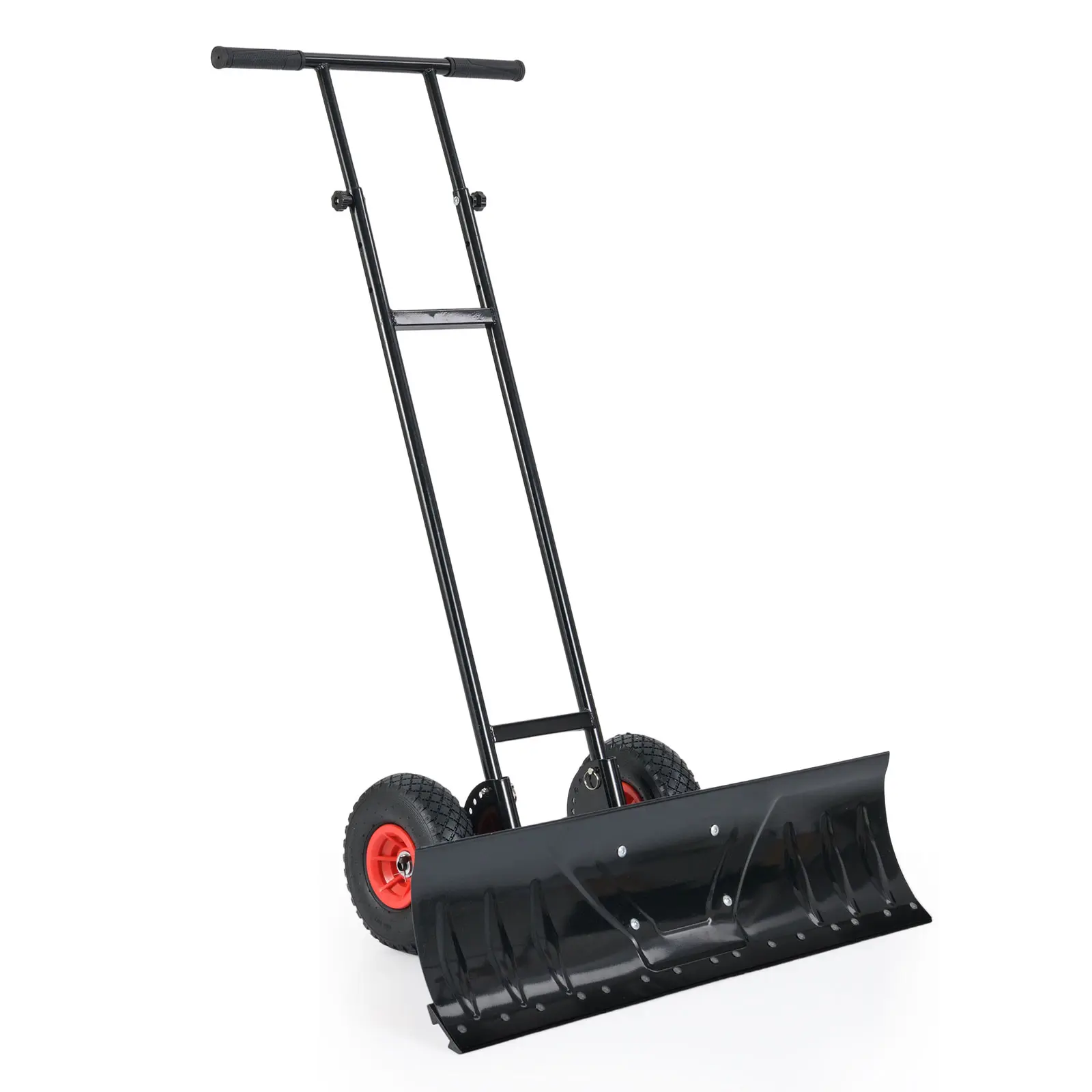 COSTWAY - 36 Inches Snow Shovel with Wheels and Adjustable Angle-Black