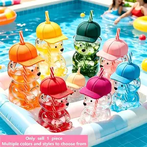 20oz Bear-Shaped Glass Cup, Cute Reusable Glass Mug with Lid and Straw, Ideal for Coffee and Milk Tea, Perfect Birthday and Holiday Gift