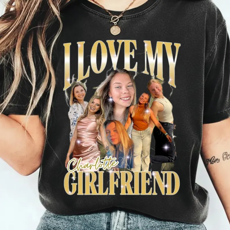 Comfort Colors Custom Girlfriend Shirt, Personalized Birthday Bootleg Shirt, Anniversary Face Shirt, Boyfriend Shirt, Bachelorette Surprise