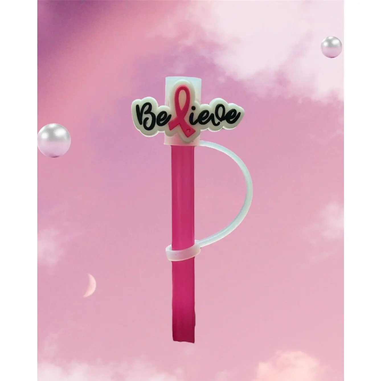 Believe Silicone Cooty over black straw drinkware accessories