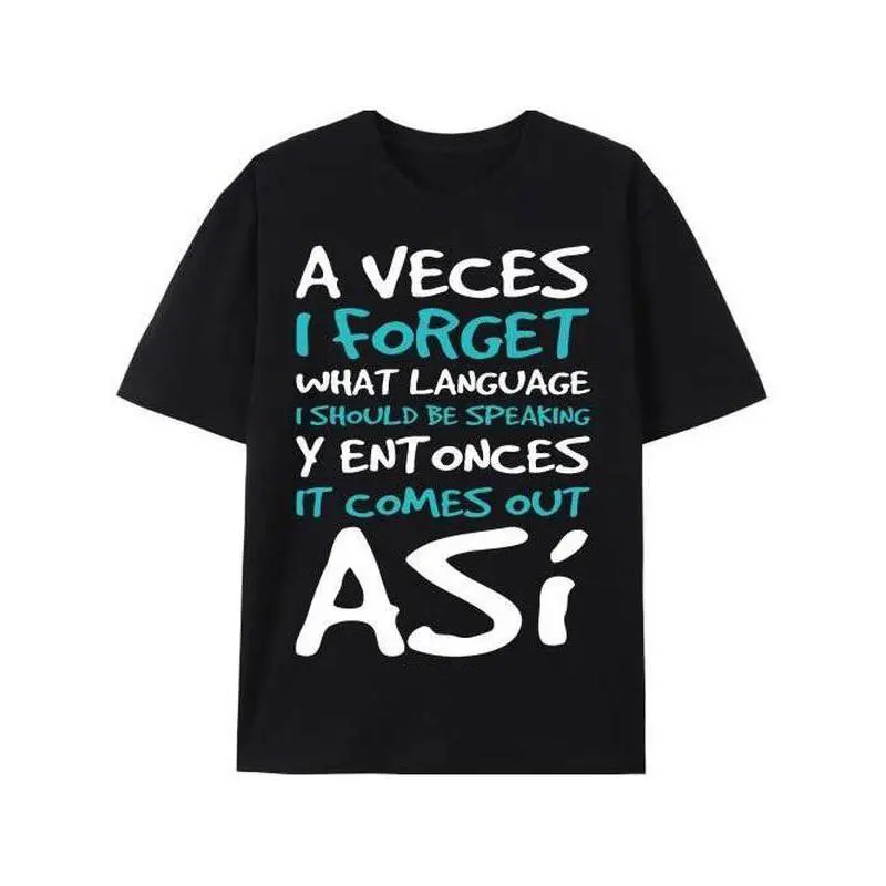 Women's Cotton Graphic T-Shirt with Funny Spanish Quote, Fitted Breathable Short-Sleeve Round Neck Top for Casual Wear, Tops