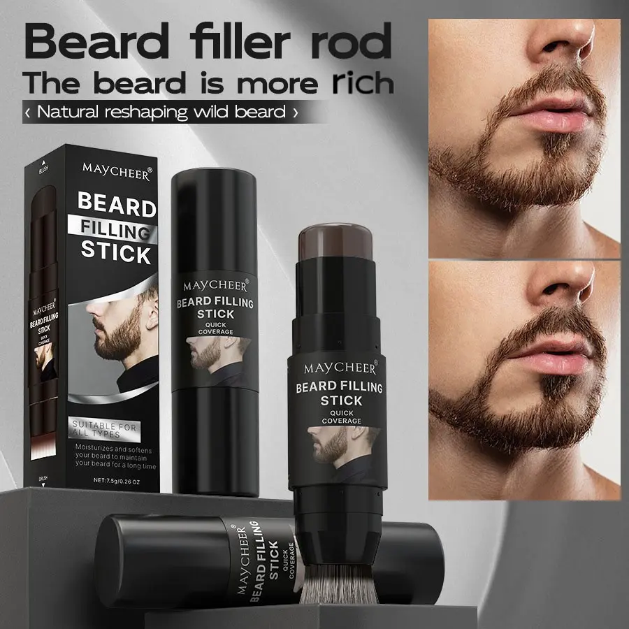 Men's Mustache Stick with Brush Head, Waterproof Sweat-Resistant Dense Hair Filler, Essential for Professionals, 1 Piece