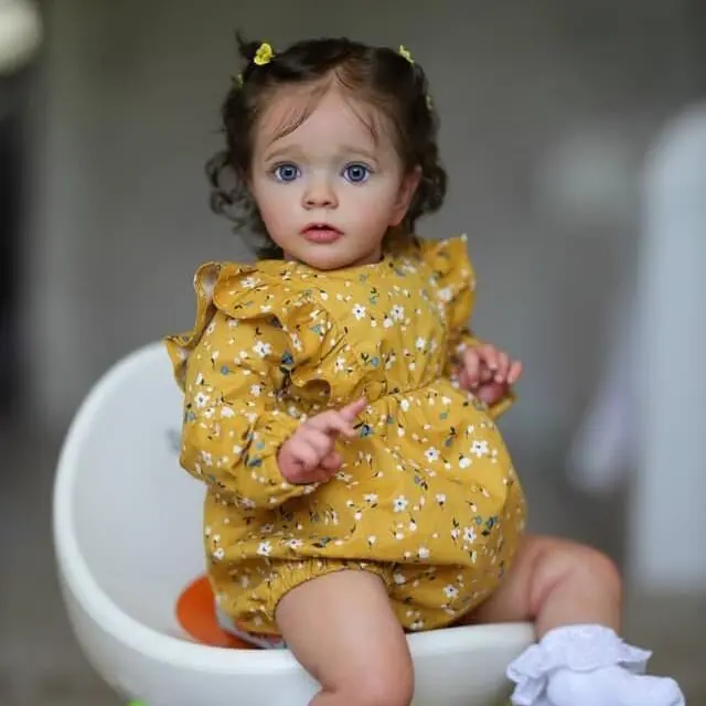 22-in (55cm) Cute Collectible Rebirth Doll, Soft Silicone Vinyl Limbs, Cloth Body, Exquisite Handmade Painted Cuddly Doll Toy, Christmas Gift, Collectible Dolls
