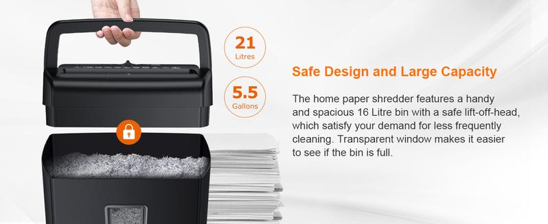 Bonsaii 8-Sheet Micro-Cut Paper Shredder, 5-Minute Runtime, 5.5-Gallon Capacity with Transparent Window, Shreds Credit Cards,Staples,and Clips C209-E