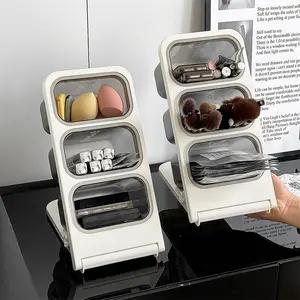 Slanted Desktop Pen Holder, Large Capacity Makeup Brush & Pencil Organizer, Multi-functional Cosmetic Jewelry Storage Box for Markers Eyebrow Pencils, Office School Supplies Desk Caddy, Desk Accessories, Tilted Design