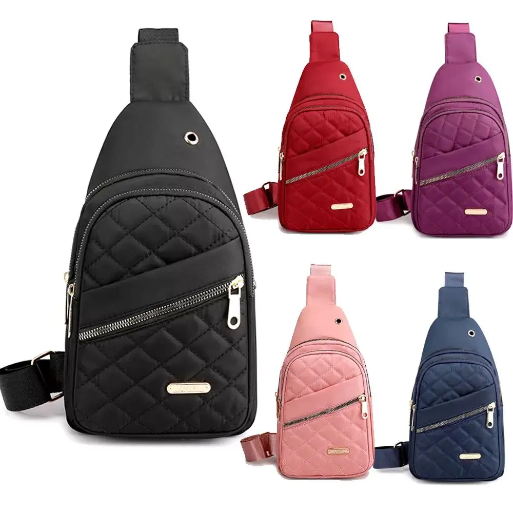 Solid Color Quilted Design Fanny Pack, Casual Zipper Chest Belt Chest bag with Matching Multiple Pockets for Daily Use, Mother's Day Gifts