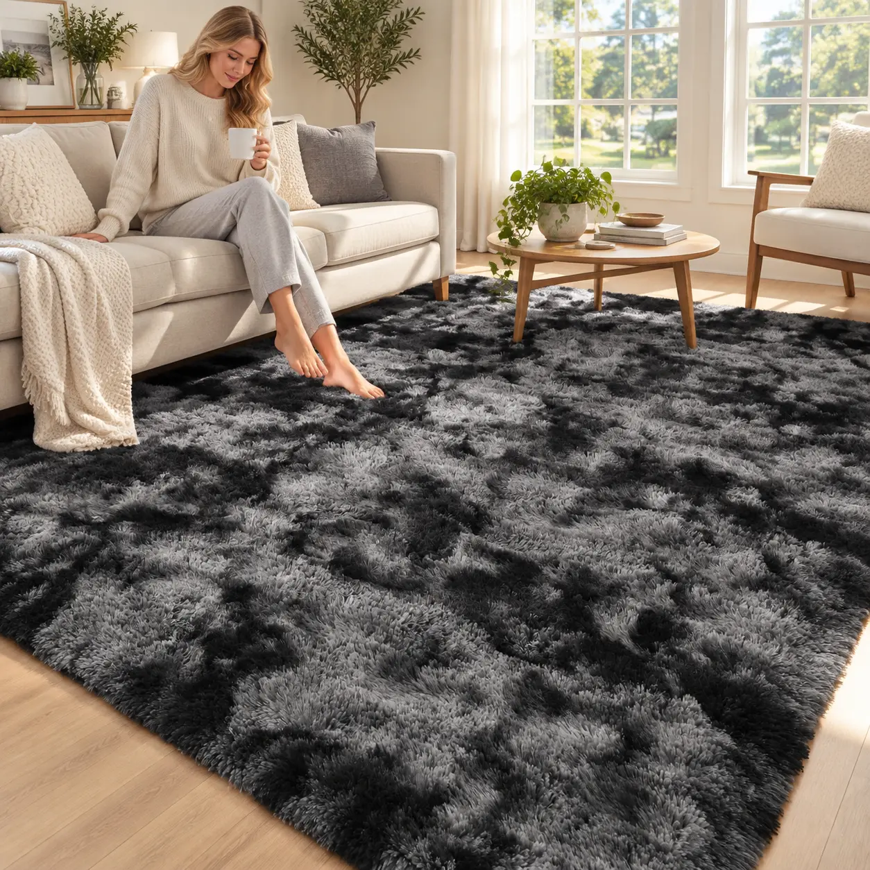 Plush Shaggy Long Fur Rug, Ultra-Soft Fluffy Carpet, Non-Slip Cozy Floor Mat for Living Room Bedroom Home Decor