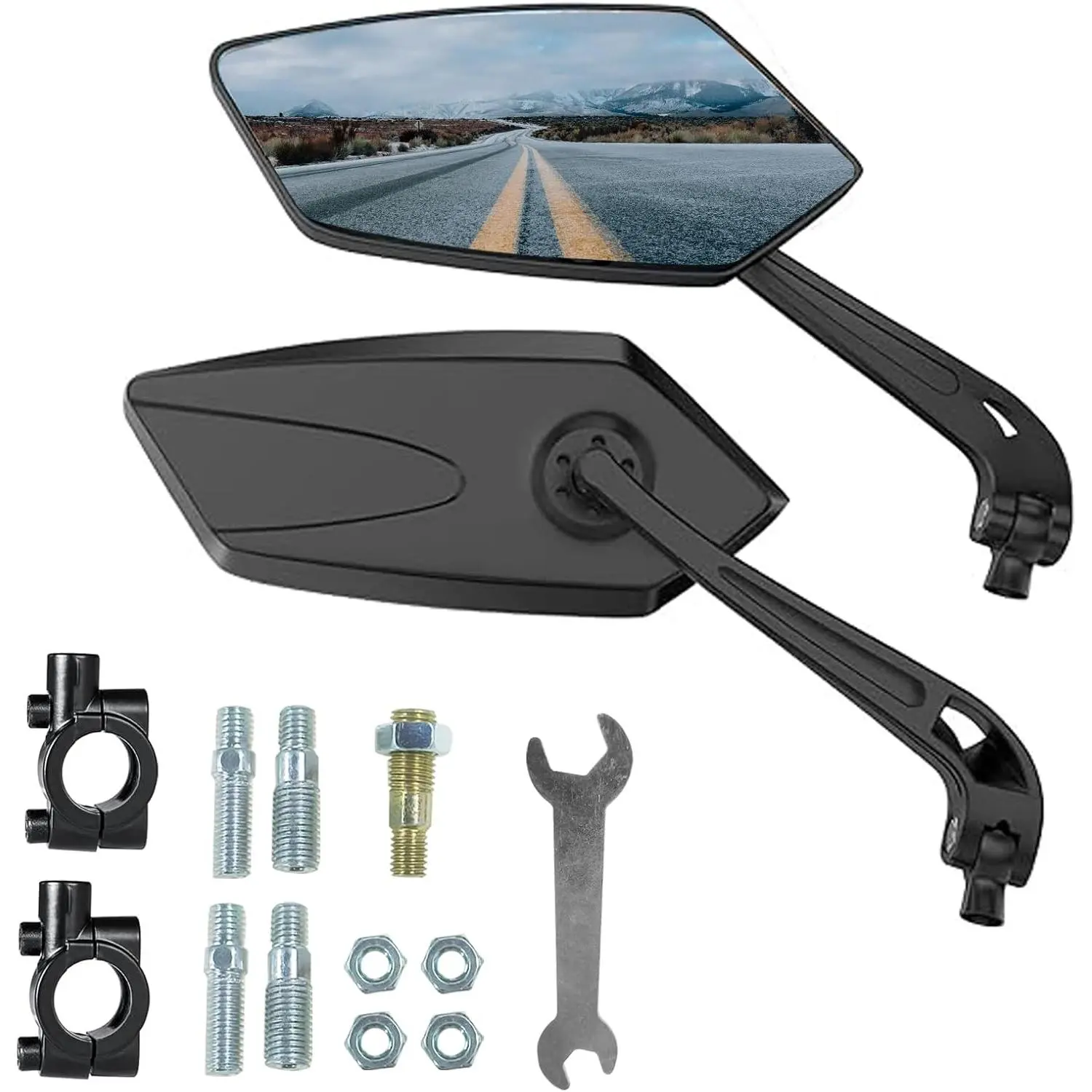Pair Bike Mirrors, Motorcycle Cycling Rearview Mirror, 360 Degree Rotatable Adjustable Wide Angle Safe HD Glass Bicycle Handlebar Mirror Universal for Scooter Road Bike E-Bike Motorcycle, etc
