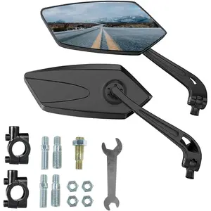 Pair Bike Mirrors, Motorcycle Cycling Rearview Mirror, 360 Degree Rotatable Adjustable Wide Angle Safe HD Glass Bicycle Handlebar Mirror Universal for Scooter Road Bike E-Bike Motorcycle, etc