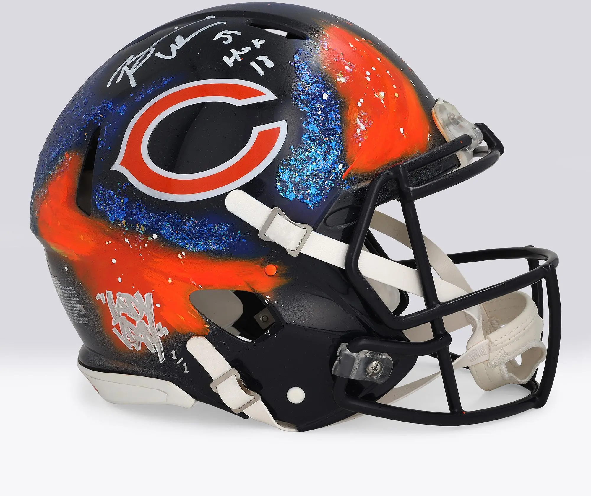 Brian Urlacher Chicago Bears Autographed Riddell Speed Authentic Helmet with "HOF 18" Inscription - Art by Lady JDay - Limited Edition #1/1 - BB14002080 - Fanatics Authentic Certified