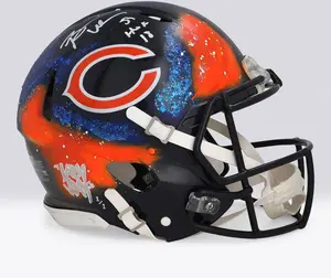 Brian Urlacher Chicago Bears Autographed Riddell Speed Authentic Helmet with "HOF 18" Inscription - Art by Lady JDay - Limited Edition #1/1 - BB14002080 - Fanatics Authentic Certified