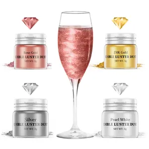 Luster Dust Edible 4 Set Food Grade Shimmer Cake Dust Metallic Coloring Powder for Bake Cake Decor Fondant Chocolate Candy Drinks Cookie 3g Bottle