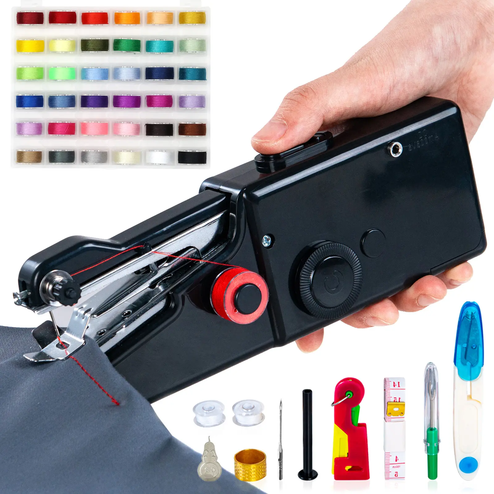 Mini Electric Handheld Sewing Machine, Cordless Portable Quick Stitch Device, Household Clothes Repair Tool for Jeans, Curtains, Fabric DIY Crafts