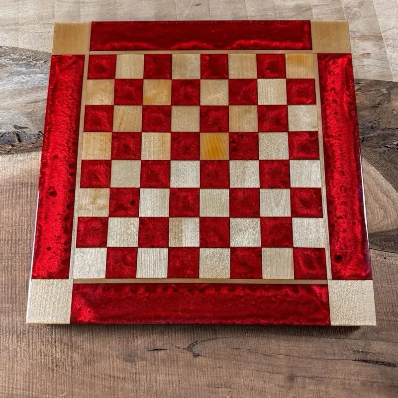 Red Lava Maple Wood Chess Board (PIECES INCLUDED) Red Lava Maple Wood Chess Board (PIECES INCLUDED)