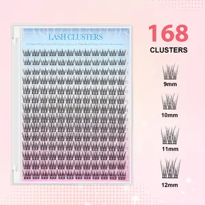 Natural Lash Extension Kit 168Pcs Wispy EyelashExtensions Kit Individual Lashes Extensions withLash Bond & Seal & Tweezers for Beginners cluster applicator makeup cosmetic cosmetic Gentle eyelashes & adhesives 0.05mm cluster kit