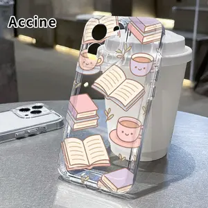 Soft Case for iPhone 16 Pro Max 15 Plus 14 13 12 11 XS XR Bookish Tea Time Anti-Yellowing Shockproof ultra-thin Silicone Crystal Cover