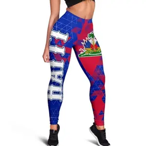 Haiti Leggings – National Flag Polygon Style
