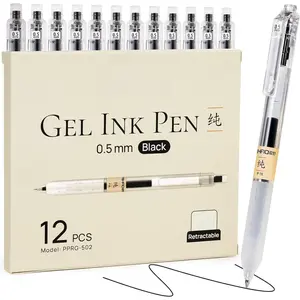 Retractable Gel Rollerball Pens,  Style, Smooth Writing, Comfortable Grip, 0.5mm Fine Point, Black Gel Ink, For Journaling, Writing Pens, 12-Count Pack
