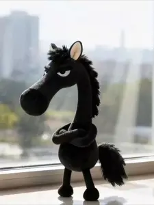 Black Horse Keychain Plush Toy Backpack Pendant Decoration Year of The Horse Plush Toy New Year's Gifts for Boys and Girls Cute Horse Design 1pcs