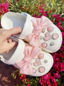 Cute Bowknot & Rhinestone Decorated Bling Shoe Charms, Fashionable Shoes Decorations for Women's Crocs, Slippers, Garden Shoes, Beach Shoes, DIY Accessories, Footwear