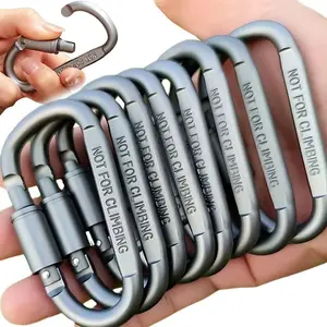 Tactical Steel D Keychain Shape Hook Buckle Clip, Climbing Army Carabiner, Hanging Fit, Outdoor Camping Survival Edc Carabiner