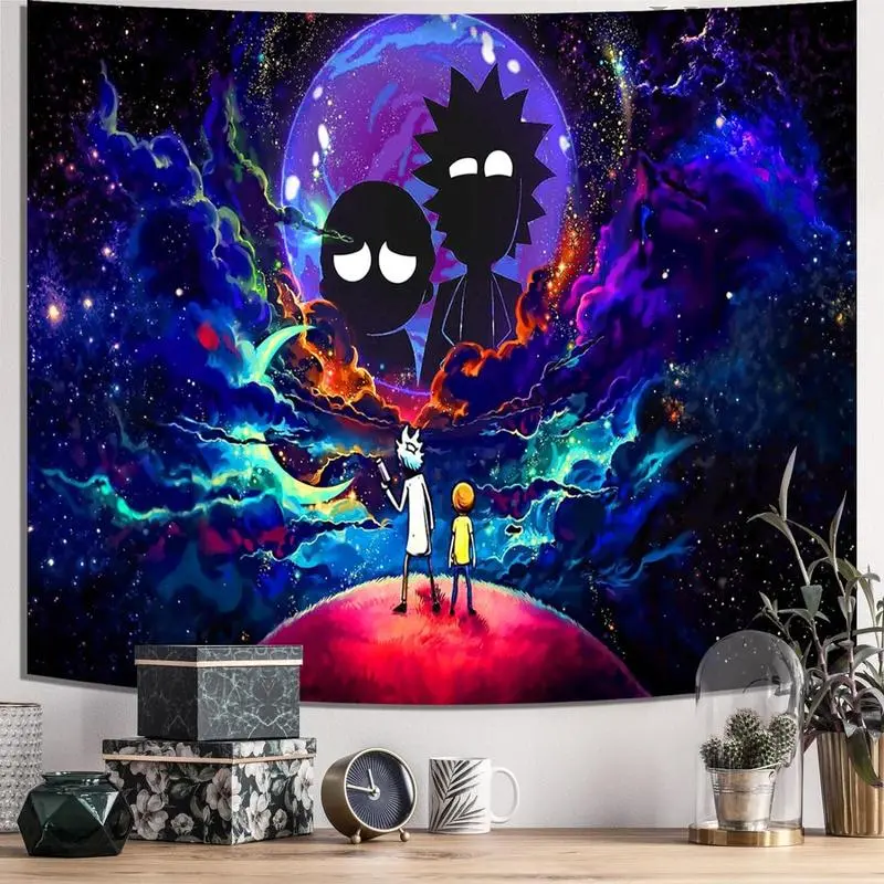 Eyesoul Synthetic Space Wall Tapestry - 51x60in Durable HD Print Starry Sky Wall Decor, Wrinkle-Resistant Light Colorful Hippie Anime Hanging, Easy to Pack, Space Galaxy Vibe, Works as Bedspread Too, Beach Towel Use, Teen Girl Gift