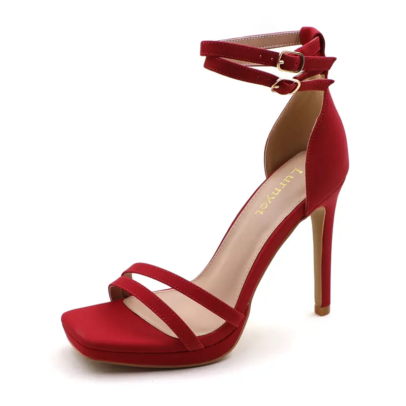 Women’s Double Ankle Strap Stiletto Heels - Open Toe Platform Heels for Night Out & Event Glam Styling Women's Open Toe Ankle Strap Heels classy  shoes Women's Pointed High Heels with Bow Strap Footwear Sandal