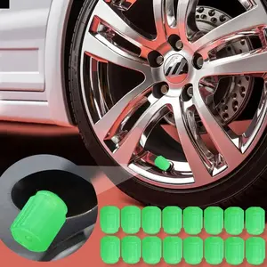 16 Pcs Glow-in-the-Dark Universal Tubeless Car Tire Valve Caps, Auto Replacement Valve Core Caps for Automotive Tires & Accessories