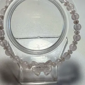 Rose Quartz & Jade Spacer Bangle Bracelets with Elegant Bow Design for Women's Fashion Jewelry