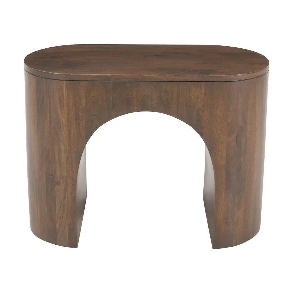 Luna Modern Architectural Curved End Table - Arched Base, Adjustable Legs, Space Saving Furniture, Clean Lines, Oval Form, Bold Fluid Silhouette for Small Rooms, Bold And Fluid Silhouette