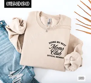 Moms Club Embroidered Crewneck Sweatshirt
