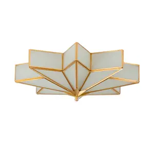 Aeyee Star Shaped Flush Mount Ceiling Light with Ceramic Light Socket Brass Ceiling Lighting Fixture, Mid Century Ceiling lamp