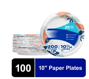 Everyday Disposable Paper Plates 10", Multicolor, 100 Count