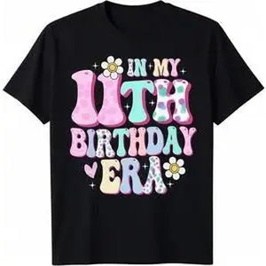 100% Cotton Fashion Garment In My 11th Birthday Era Girl Gifts Eleven Bday 11 Year Old T-Shirt
