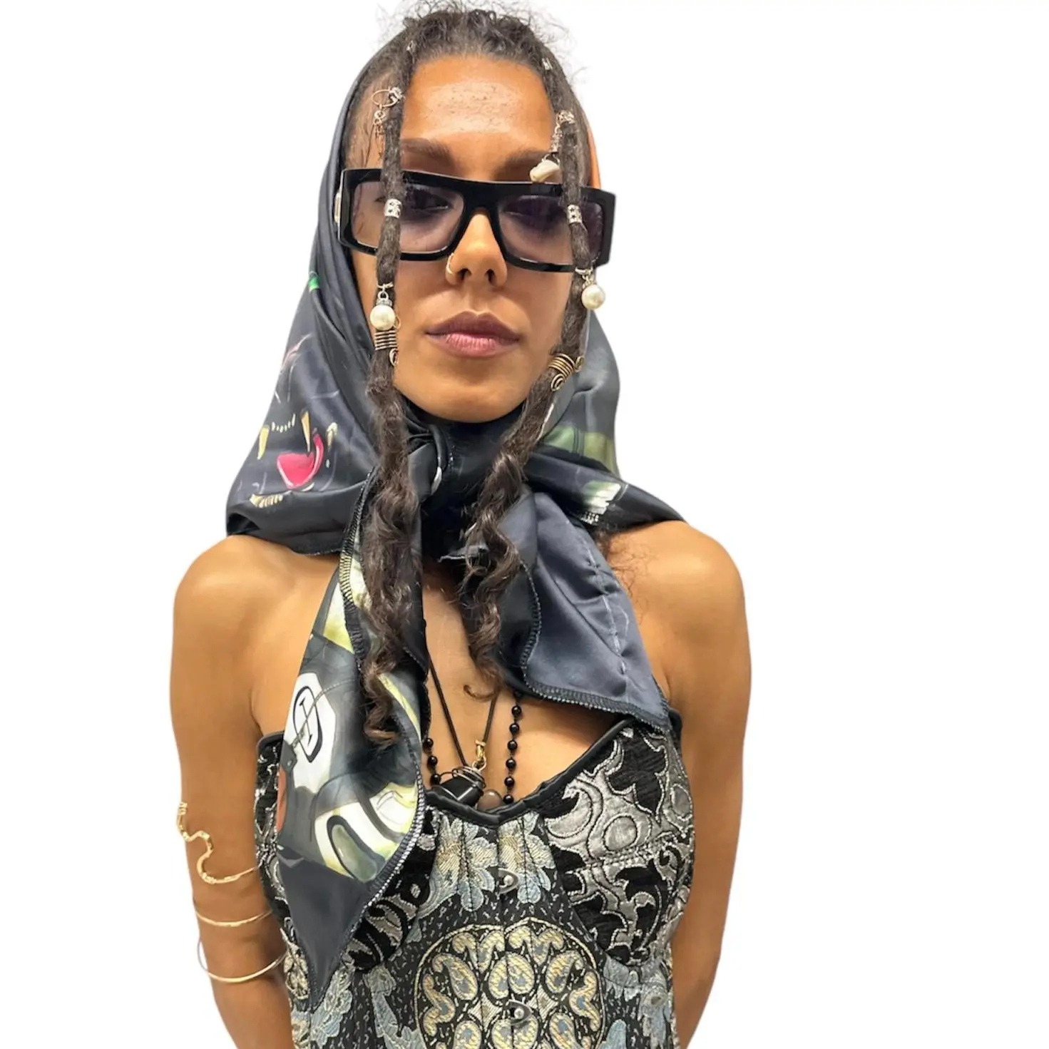 Signature S2 Silk/Polyester Mix Elegant Scarf Babushka Bandana 36x36 Inch Classic Square Versatile Accessory for Stylish Outfits