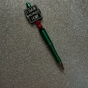 I Swear Because I Care Beaded Pen – Green & Red