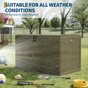 OUTGOODS 120 Gallon Outdoor Waterproof Storage Box, Lockable Resin Deck Box for Package Delivery,  Tools Multi-Functional Design All-Weather Protection